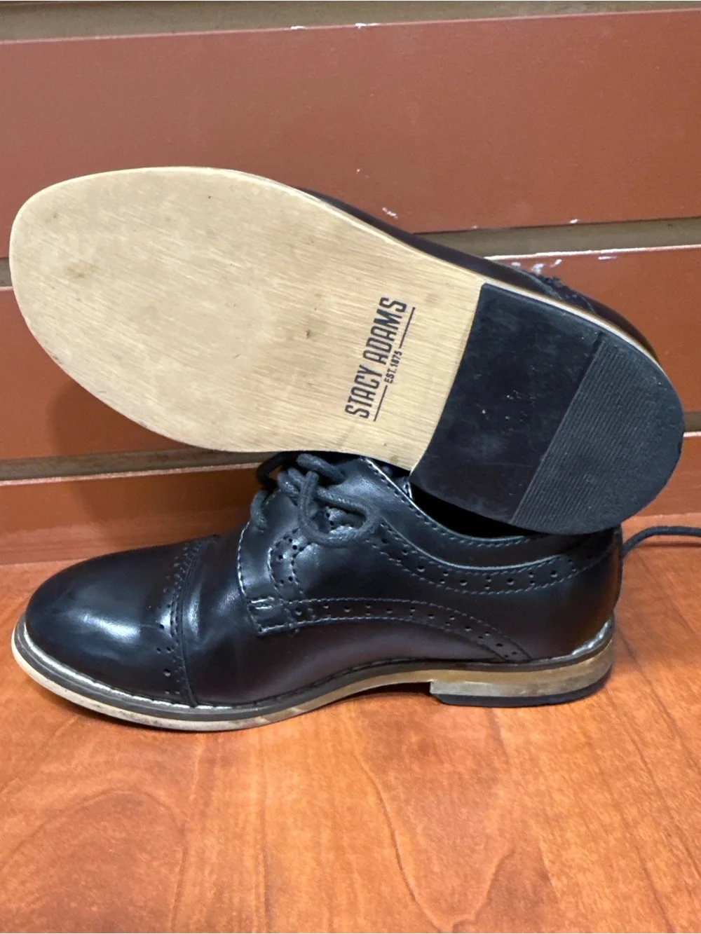 Stacy Adams Boys Black Oxford Dress Shoes Size 8M – Classic Formal Lace-Up